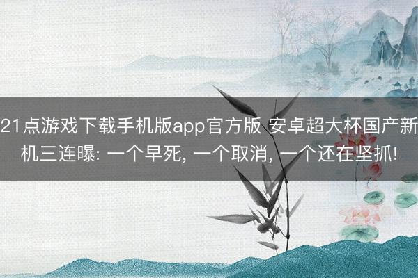21点游戏下载手机版app官方版 安卓超大杯国产新机三连曝: 一个早死， 一个取消， 一个还在坚抓!