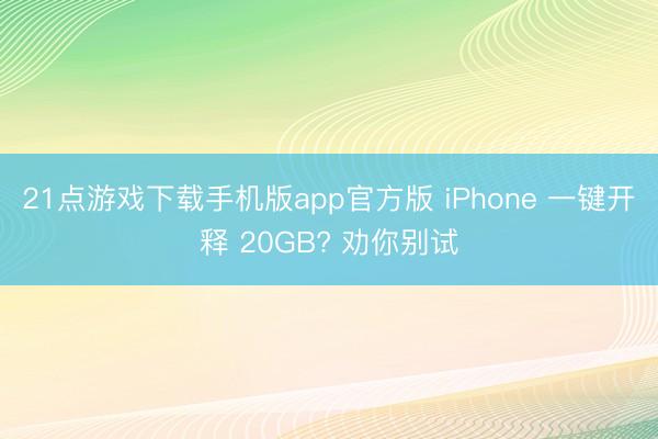 21点游戏下载手机版app官方版 iPhone 一键开释 20GB? 劝你别试