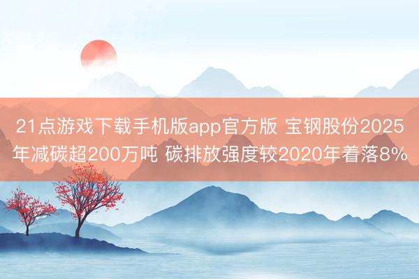 21点游戏下载手机版app官方版 宝钢股份2025年减碳超200万吨 碳排放强度较2020年着落8%