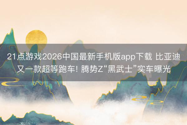 21点游戏2026中国最新手机版app下载 比亚迪又一款超等跑车! 腾势Z“黑武士”实车曝光