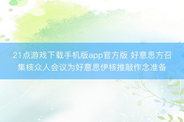 21点游戏下载手机版app官方版 好意思方召集核众人会议为好意思伊核推敲作念准备